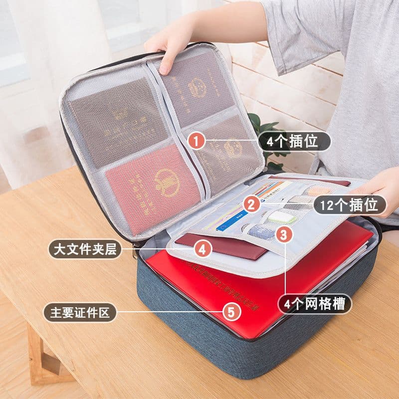 image-Document Storage Bag Multi-Layer Passport Organizer with Zipper