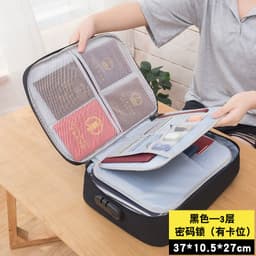 image-Document Storage Bag Multi-Layer Passport Organizer with Zipper