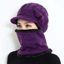 image-Sibeiro Rabbit Fur Knit Hat Scarf Winter Windproof Cap for Women