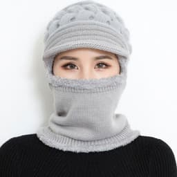 image-Sibeiro Rabbit Fur Knit Hat Scarf Winter Windproof Cap for Women