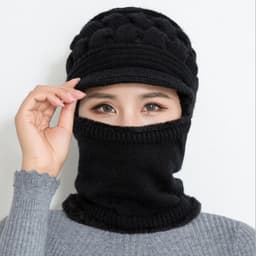image-Sibeiro Rabbit Fur Knit Hat Scarf Winter Windproof Cap for Women