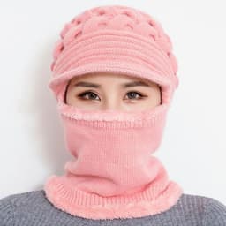 image-Sibeiro Rabbit Fur Knit Hat Scarf Winter Windproof Cap for Women