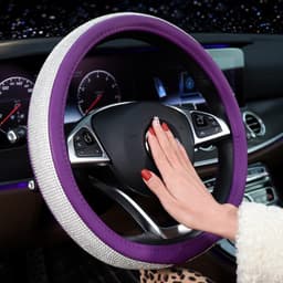image-Rhinestone Crystal Diamond Car Steering Wheel Cover 38cm Black