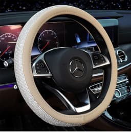 image-Rhinestone Crystal Diamond Car Steering Wheel Cover 38cm Black