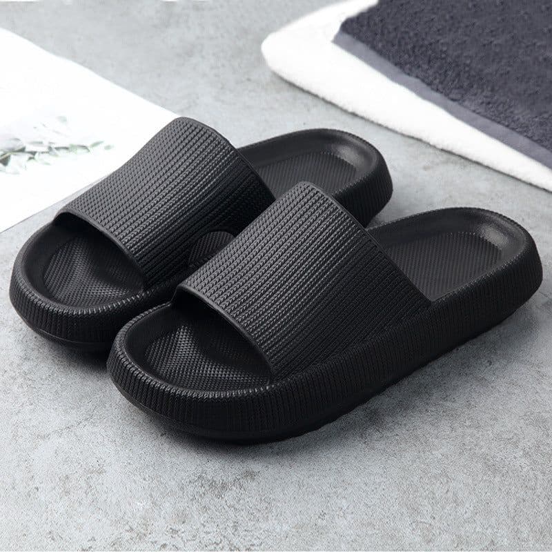 image-Solid Color Thick-Soled Non-Slip Bath Slippers for Men and Women