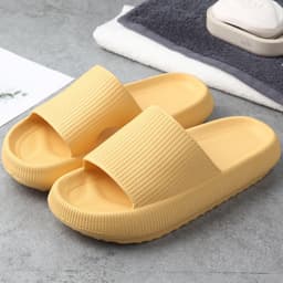 image-Solid Color Thick-Soled Non-Slip Bath Slippers for Men and Women