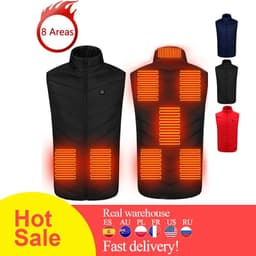 image-8 Areas USB Heated Vest Sleeveless Winter Jacket Men Outdoor Hiking