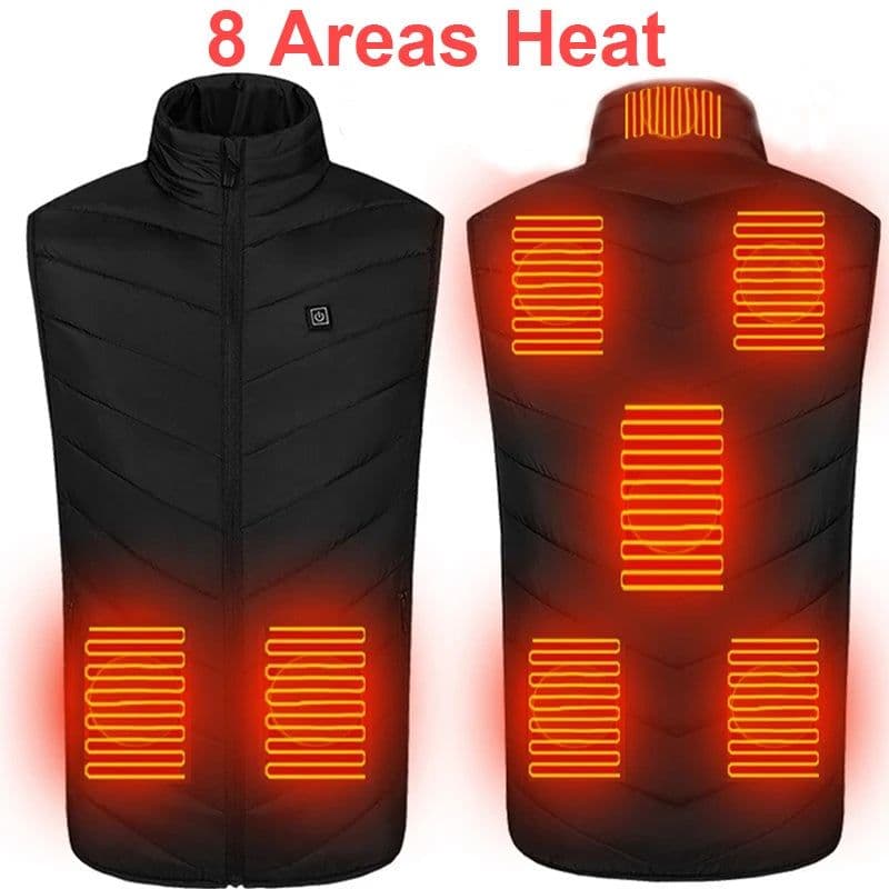image-8 Areas USB Heated Vest Sleeveless Winter Jacket Men Outdoor Hiking