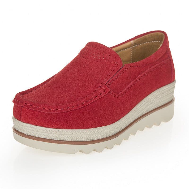 image-Women's Platform Loafers Korean Style Casual Slip-On Shoes