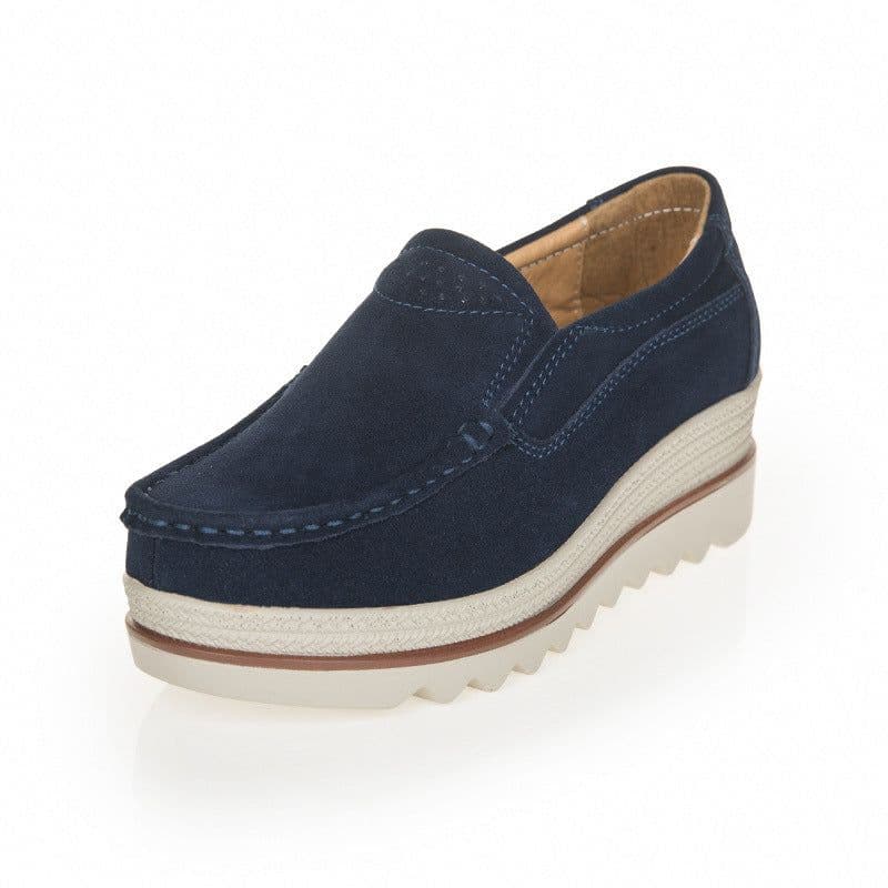 image-Women's Platform Loafers Korean Style Casual Slip-On Shoes