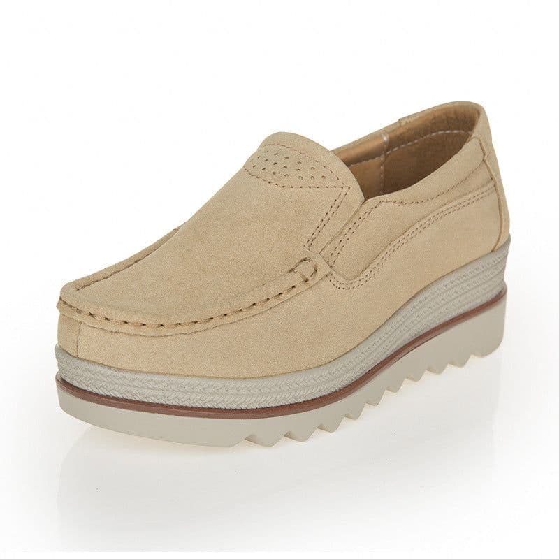 image-Women's Platform Loafers Korean Style Casual Slip-On Shoes