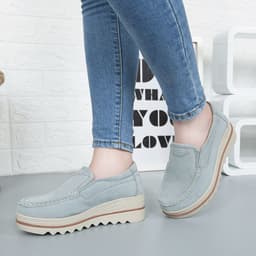 image-Women's Platform Loafers Korean Style Casual Slip-On Shoes