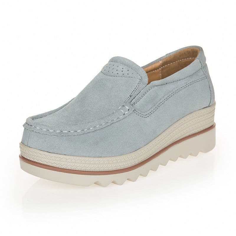image-Women's Platform Loafers Korean Style Casual Slip-On Shoes