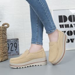 image-Women's Platform Loafers Korean Style Casual Slip-On Shoes