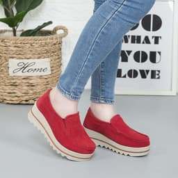 image-Women's Platform Loafers Korean Style Casual Slip-On Shoes