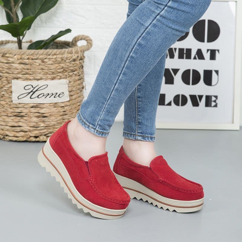 image-Women's Platform Loafers Korean Style Casual Slip-On Shoes