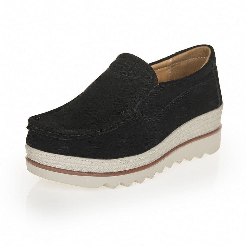 image-Women's Platform Loafers Korean Style Casual Slip-On Shoes