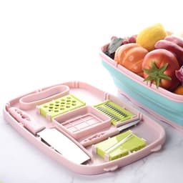 image-Hao Wen Multifunctional Folding Cutting Board Set with Drain Basket