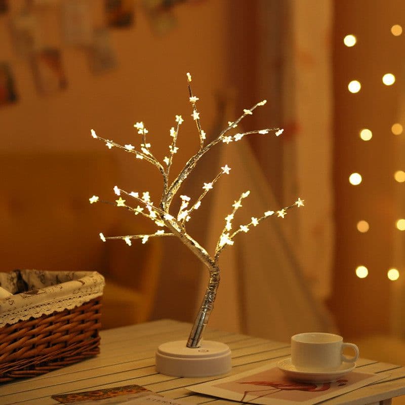 image-LED Tree Light with 72 Lights Golden Leaf Battery USB Touch Switch