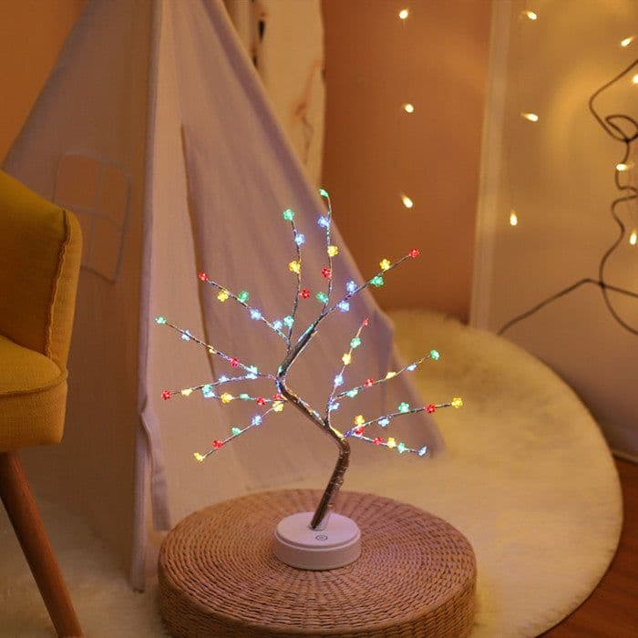 image-LED Tree Light with 72 Lights Golden Leaf Battery USB Touch Switch