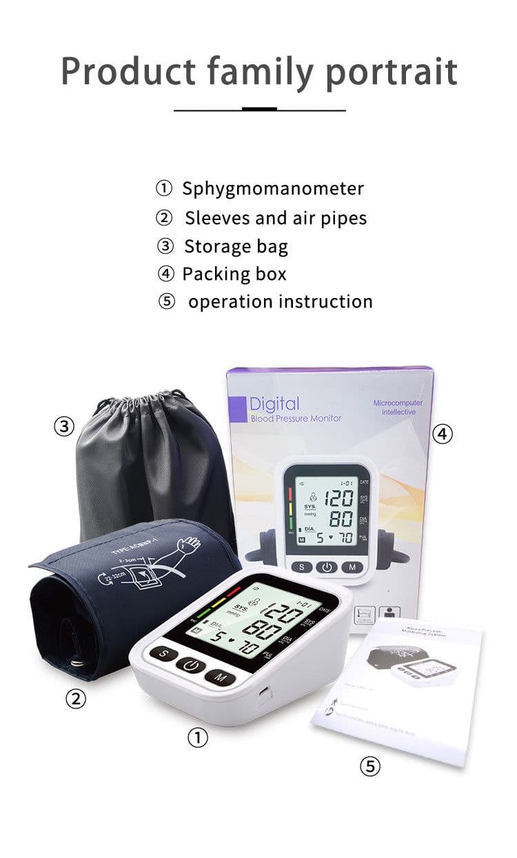 image-YSL-B08 Arm Blood Pressure Monitor with Voice Broadcast LCD Screen