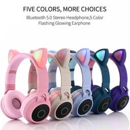 image-Wireless Bluetooth Headset LED Cat Ear Headphones Stereo
