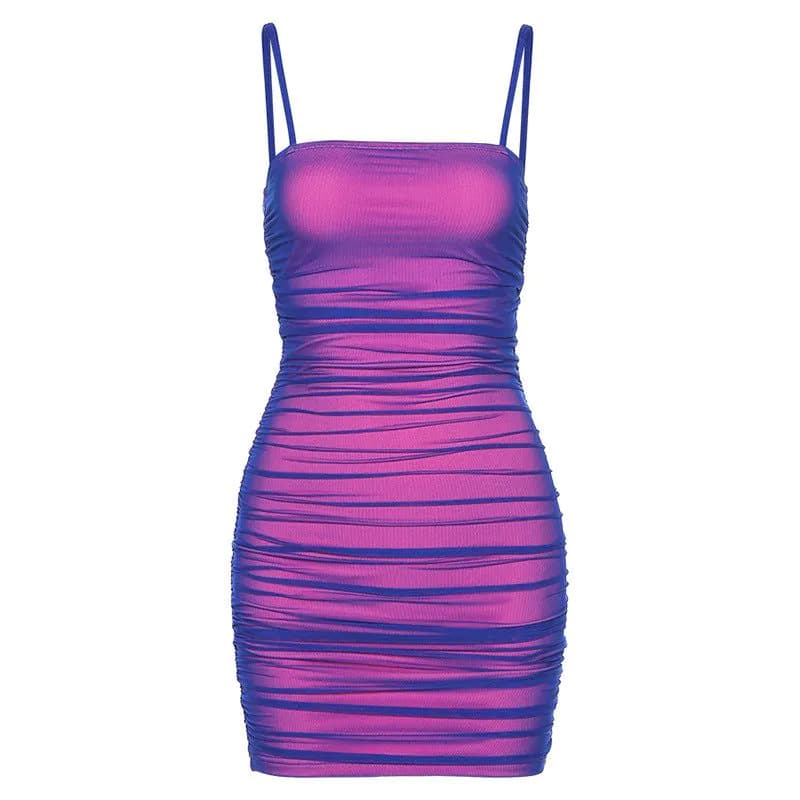 image-COKU Women's Midi Bodycon Dress Spaghetti Strap Rose Red