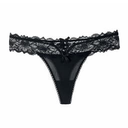 image-Women's Lace Thong Low Waist Underwear Black One Size
