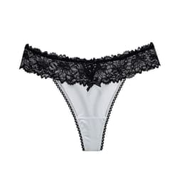 image-Women's Lace Thong Low Waist Underwear Black One Size