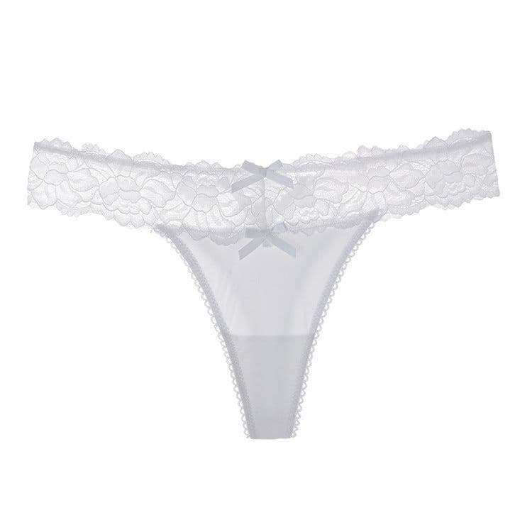 image-Women's Lace Thong Low Waist Underwear Black One Size
