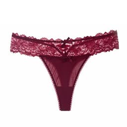 image-Women's Lace Thong Low Waist Underwear Black One Size