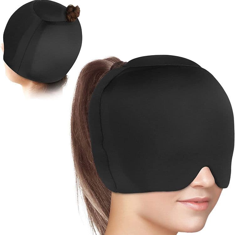 image-Gel Cap Headache Relief Hot Cold Compress Headgear Black
