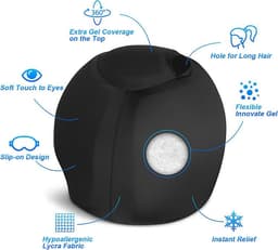 image-Gel Cap Headache Relief Hot Cold Compress Headgear Black