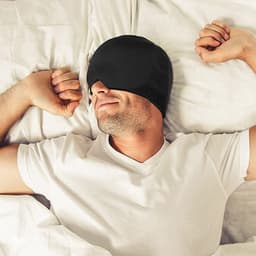 image-Gel Cap Headache Relief Hot Cold Compress Headgear Black