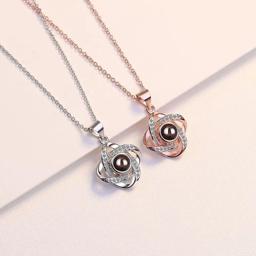 image-Four-Leaf Clover I Love You Projection Necklace Rose Gold Pendant