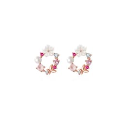 image-S925 Silver Needle Pearl Flower Earrings Korean Style Geometric