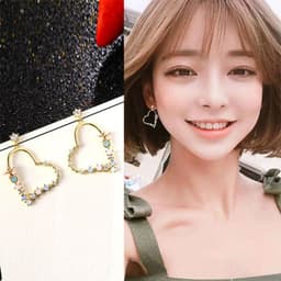 image-S925 Silver Needle Pearl Flower Earrings Korean Style Geometric
