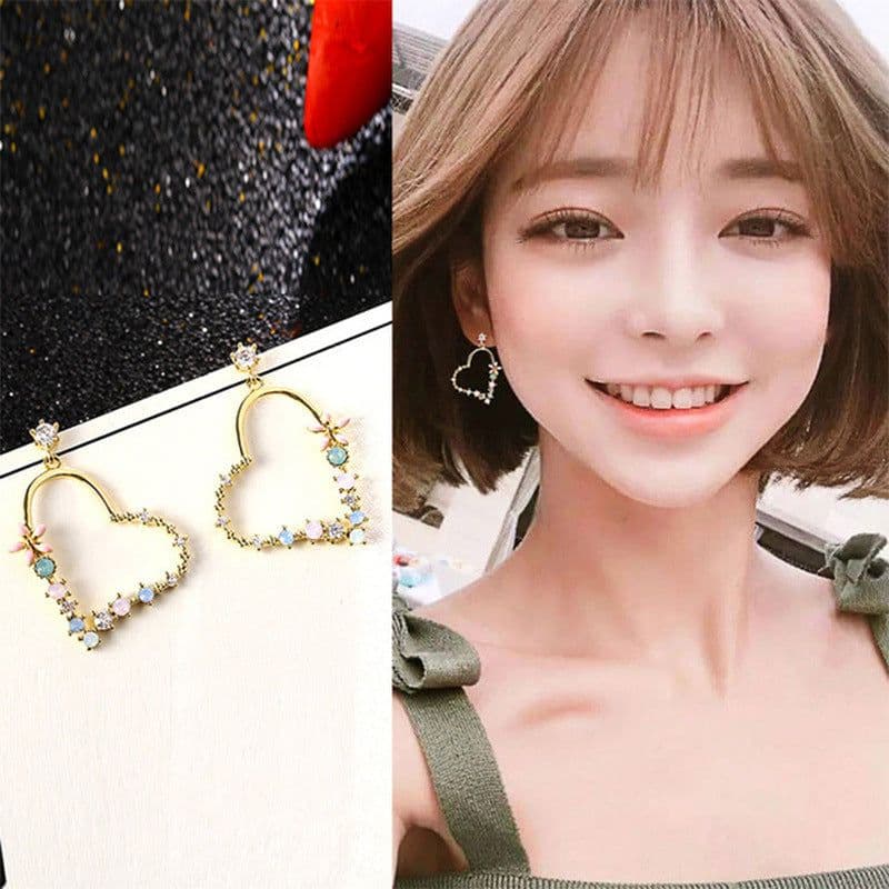 image-S925 Silver Needle Pearl Flower Earrings Korean Style Geometric