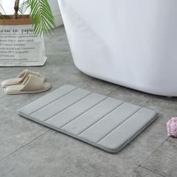 image-Striped Polyester Non-Slip Area Rug - Modern Absorbent Floor Mat