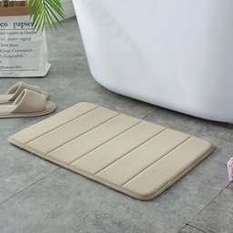 image-Striped Polyester Non-Slip Area Rug - Modern Absorbent Floor Mat