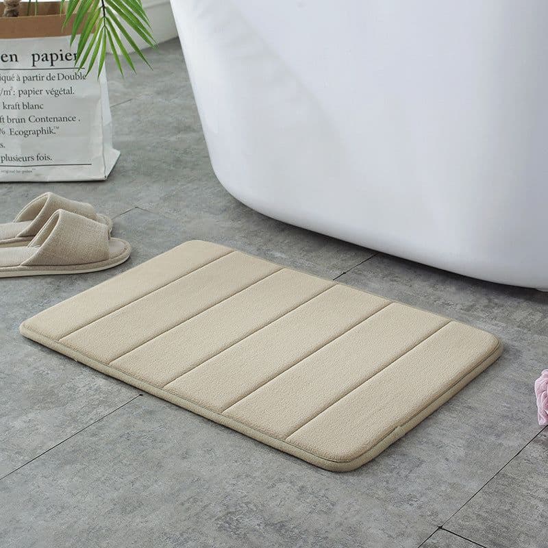 image-Striped Polyester Non-Slip Area Rug - Modern Absorbent Floor Mat