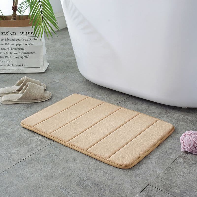 image-Striped Polyester Non-Slip Area Rug - Modern Absorbent Floor Mat