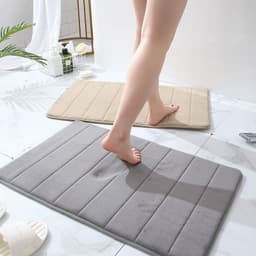 image-Striped Polyester Non-Slip Area Rug - Modern Absorbent Floor Mat