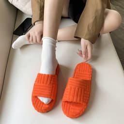 image-Women's Plus Size Plush Slippers Candy Color Flat Thick Sole
