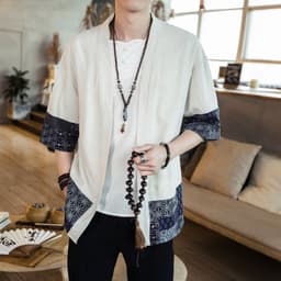 image-Men's Linen Cotton Cardigan Shirt Half Sleeve Summer Casual
