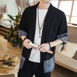 image-Men's Linen Cotton Cardigan Shirt Half Sleeve Summer Casual