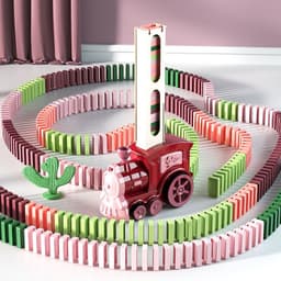 image-Domino Train Building Blocks Set Electric Toy for Kids Ages 3+