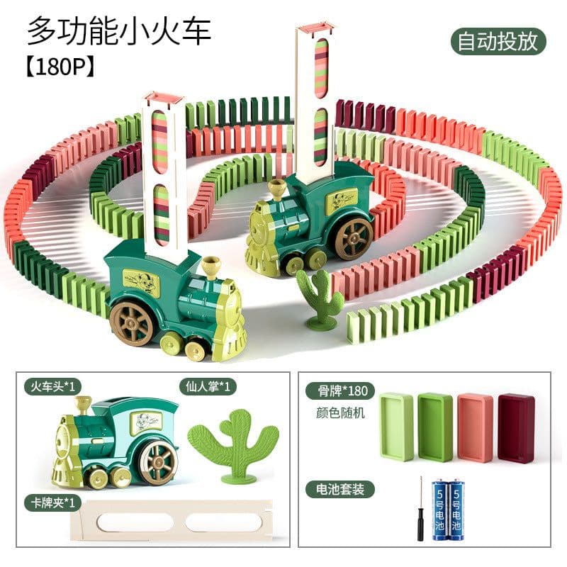 image-Domino Train Building Blocks Set Electric Toy for Kids Ages 3+