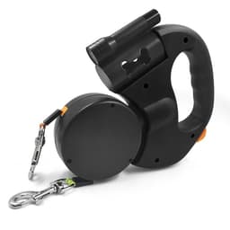 image-Automatic Retractable Dog Leash with LED Flashlight Dual Head