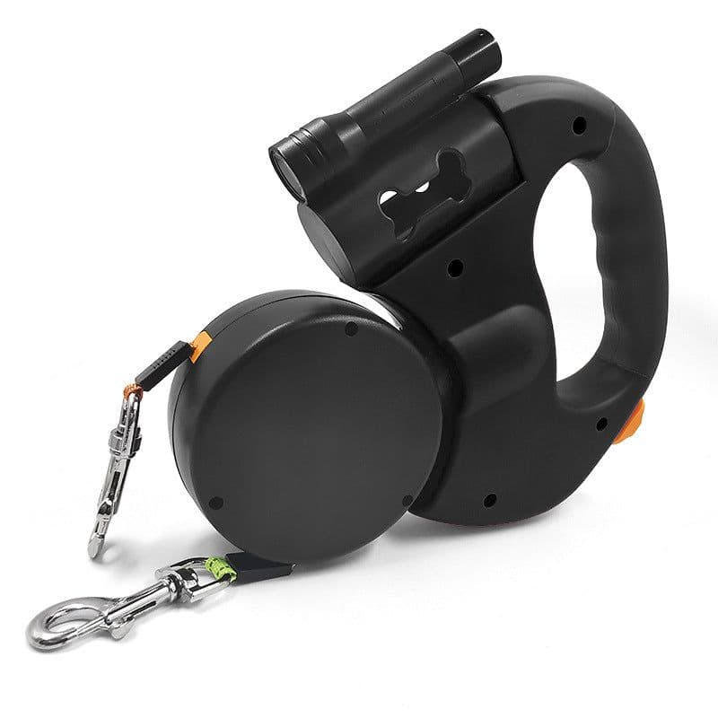 image-Automatic Retractable Dog Leash with LED Flashlight Dual Head